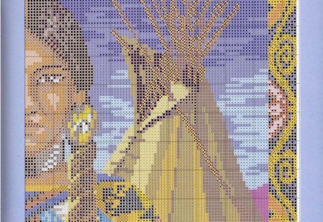 Cross stitch painting with Native Americans (3)