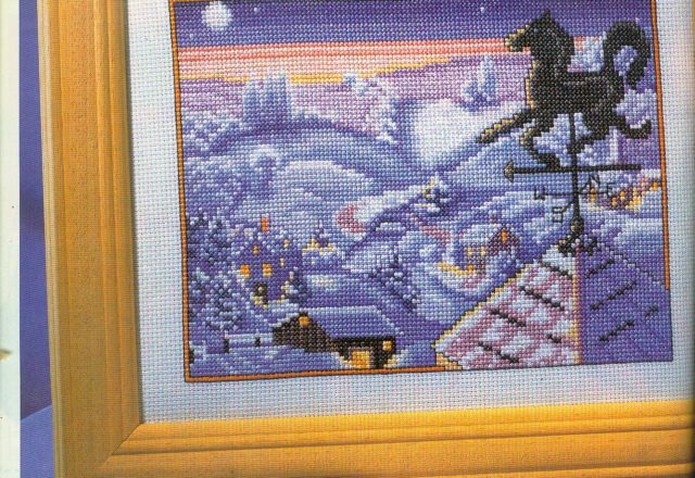 Cross stitch painting with snowy landscape free pattern download (1)