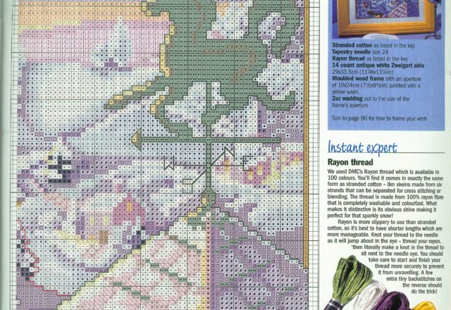 Cross stitch painting with snowy landscape free pattern download (3)