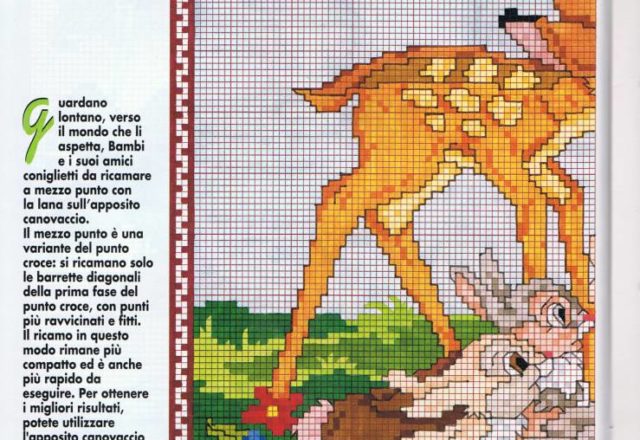 Cross stitch panel half stitch with Bambi and friends (1)