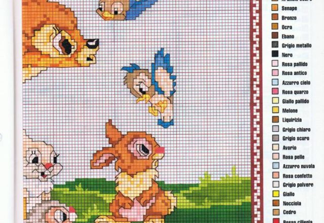 Cross stitch panel half stitch with Bambi and friends (2)