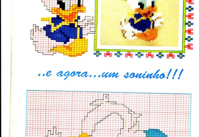 Cross stitch pattern Baby Donald Duck sleeps on the hat