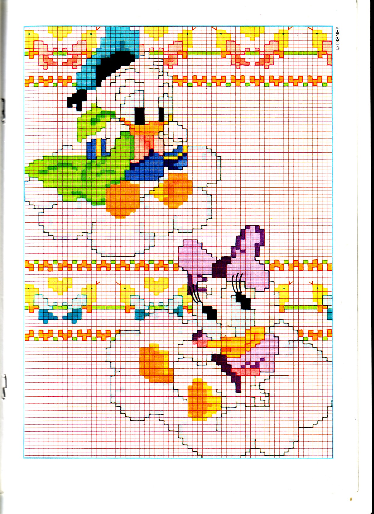 Cross stitch pattern Baby Donald and Daisy Duck