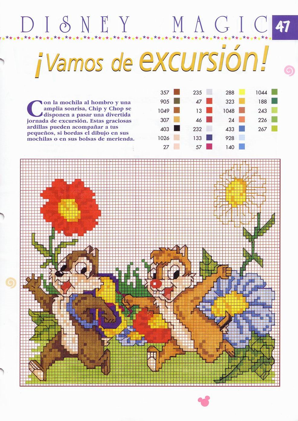 Cross stitch pattern Chip ’n Dale in excursion