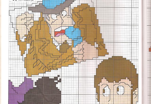 Cross stitch pattern Lupin Goemon and Zenigata
