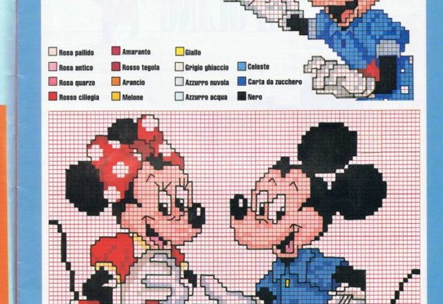 Cross stitch pattern Mickey Mouse and Minnie Mouse
