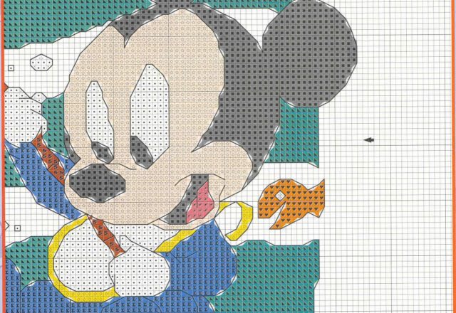 Cross stitch pattern Mickey Mouse is fishing (3)