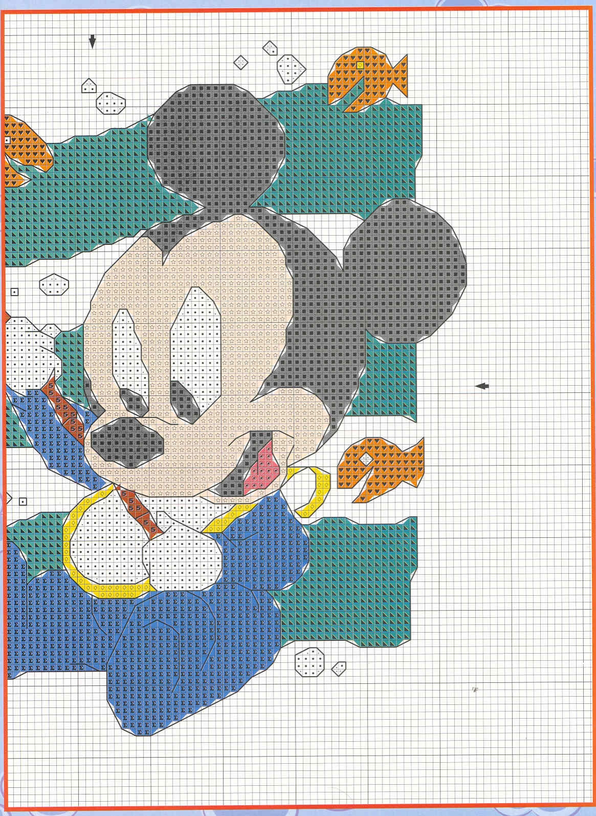 Cross stitch pattern Mickey Mouse is fishing (3)