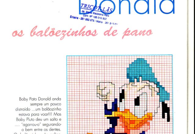 Cross stitch pattern baby Donald Duck showing his fist