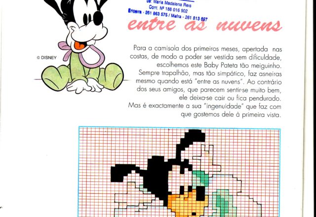Cross stitch pattern baby Goofy falls from a cloud