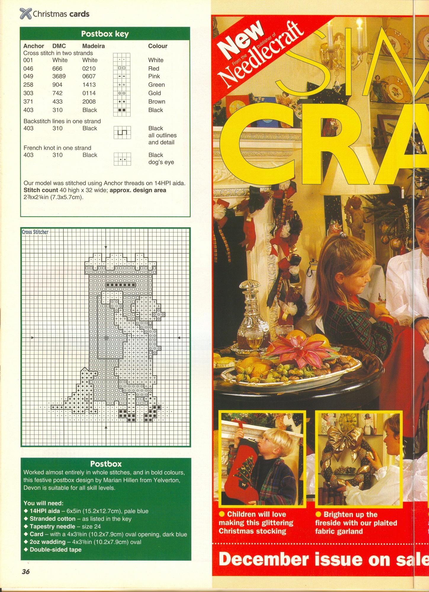 Cross stitch pattern od a child and a postbox