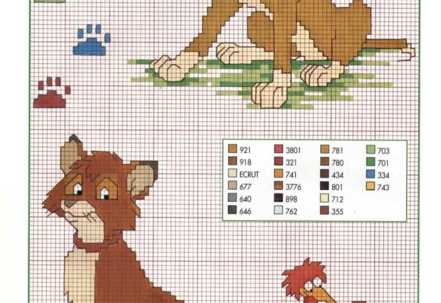 Cross stitch pattern of The Fox and the Hound Walt Disney (1)