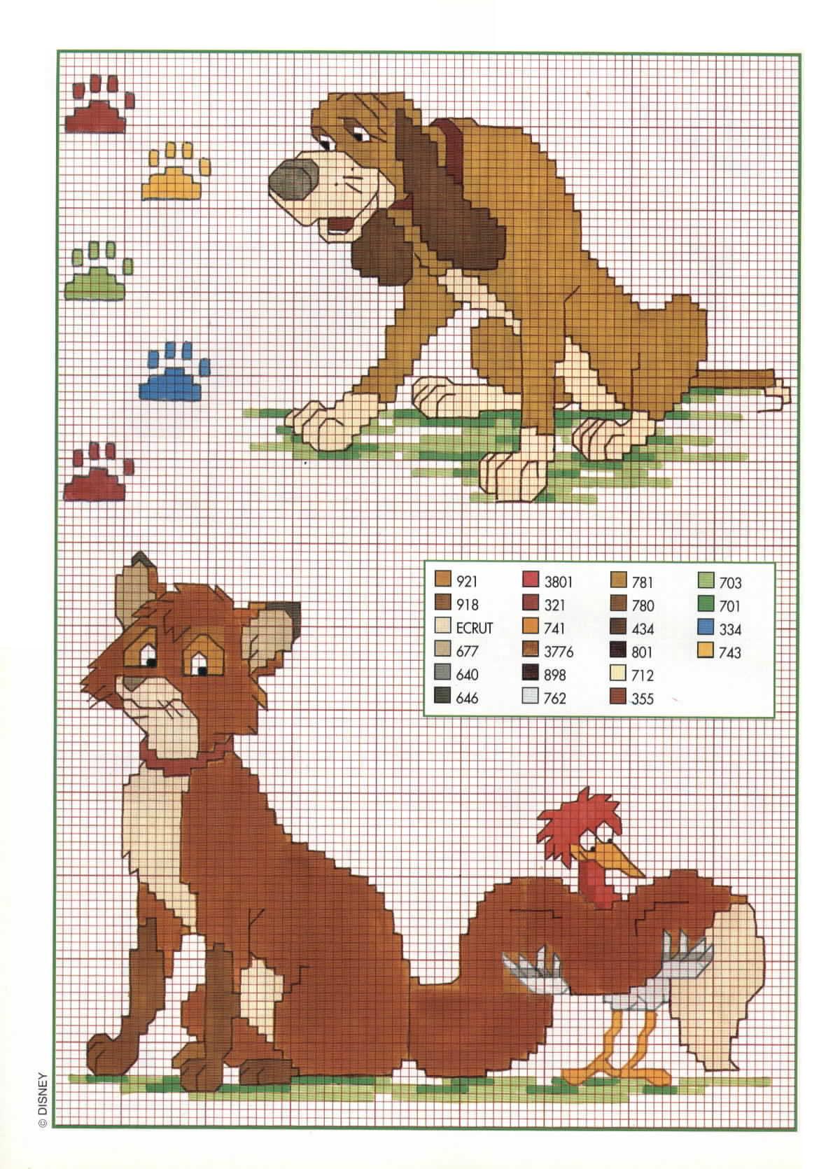 Cross stitch pattern of The Fox and the Hound Walt Disney (1)
