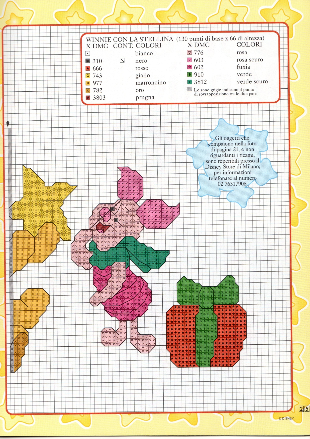 Cross stitch pattern of Winnie The Pooh with Christmas star (2)