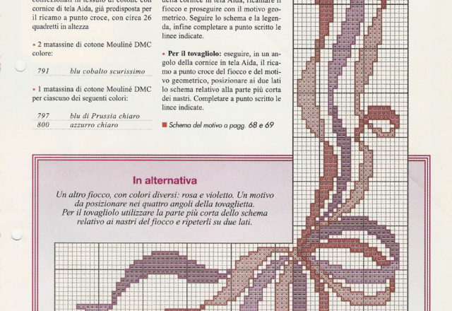 Cross stitch pattern placemat with bows (4)