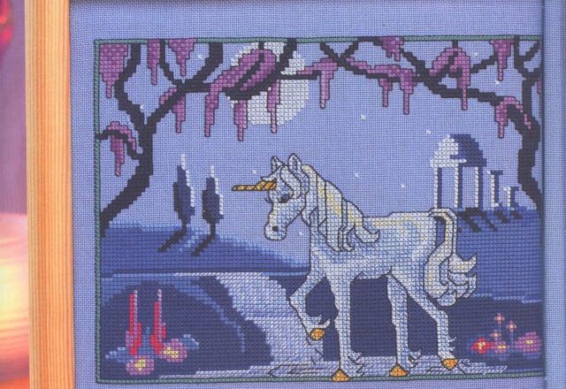 Cross stitch pattern purple unicorn fantasy (1)