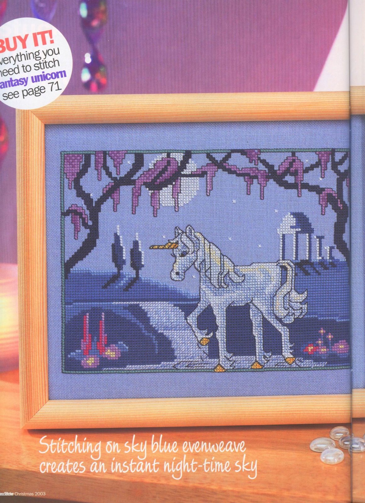 Cross stitch pattern purple unicorn fantasy (1)
