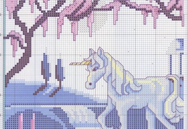 Cross stitch pattern purple unicorn fantasy (2)