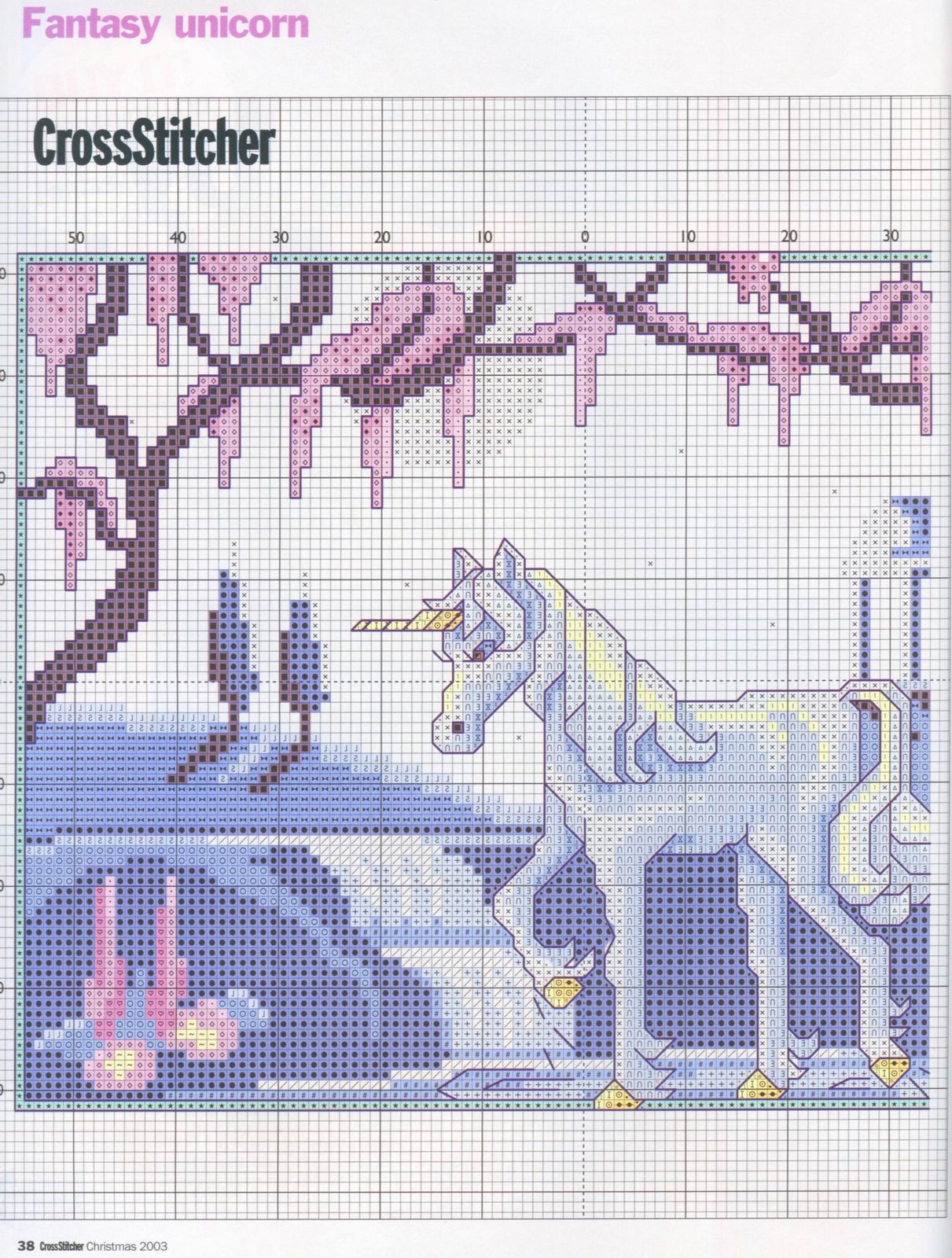 Cross stitch pattern purple unicorn fantasy (2)