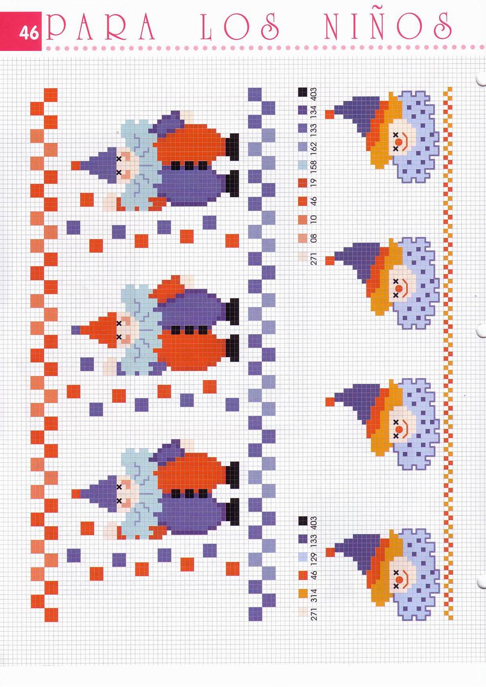 Cross stitch pattern with baby clowns