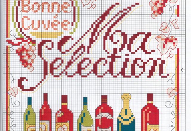 Cross stitch pattern with wine bottles (2)