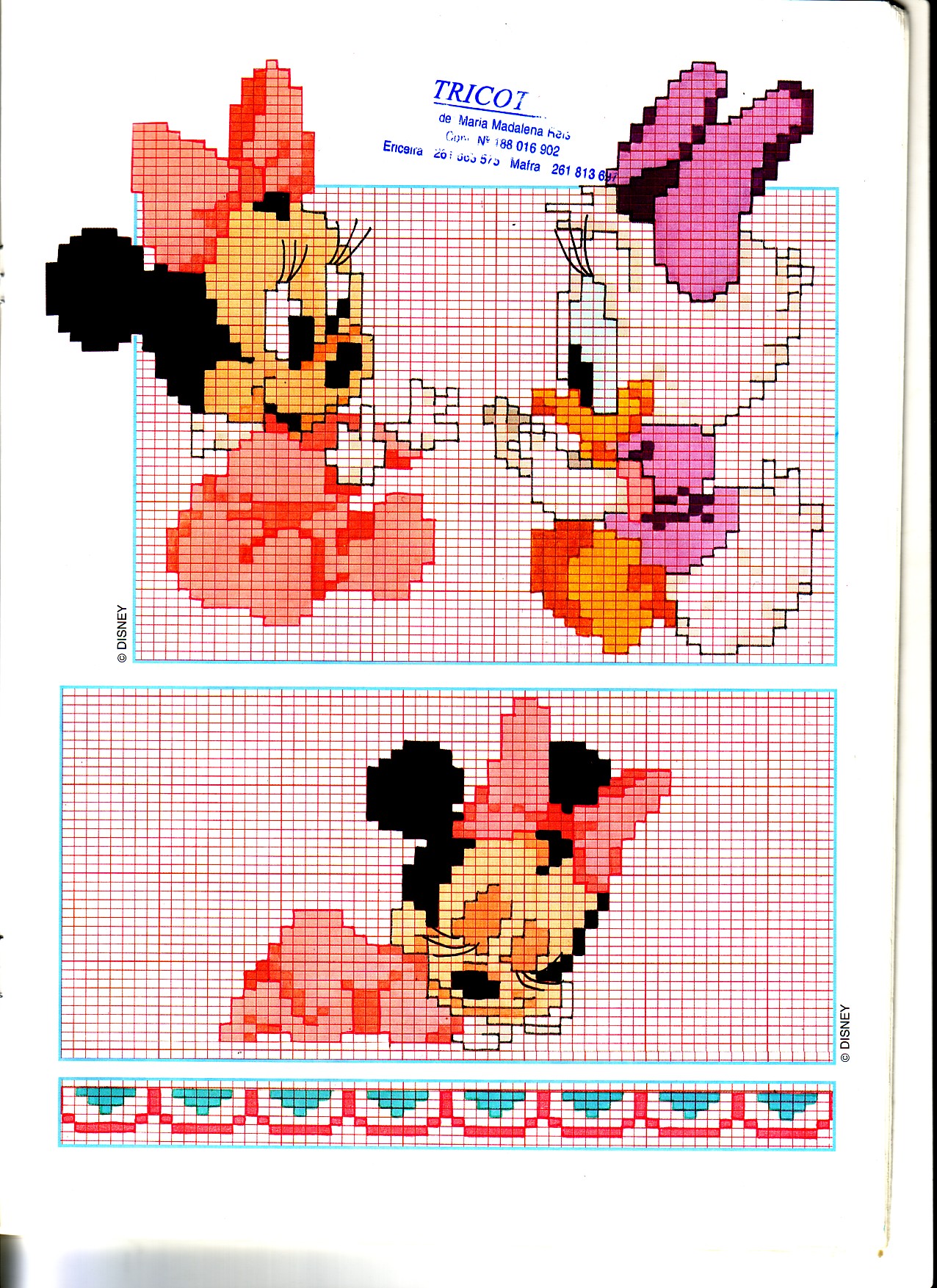 Cross stitch patterns Baby Daisy Duck and Minnie Mouse