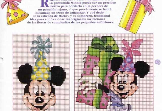 Cross stitch patterns Minnie Mouse with a party dress
