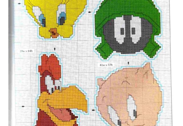 Cross stitch patterns Tweety Marvin the Martians Porky Pig Taz (1)