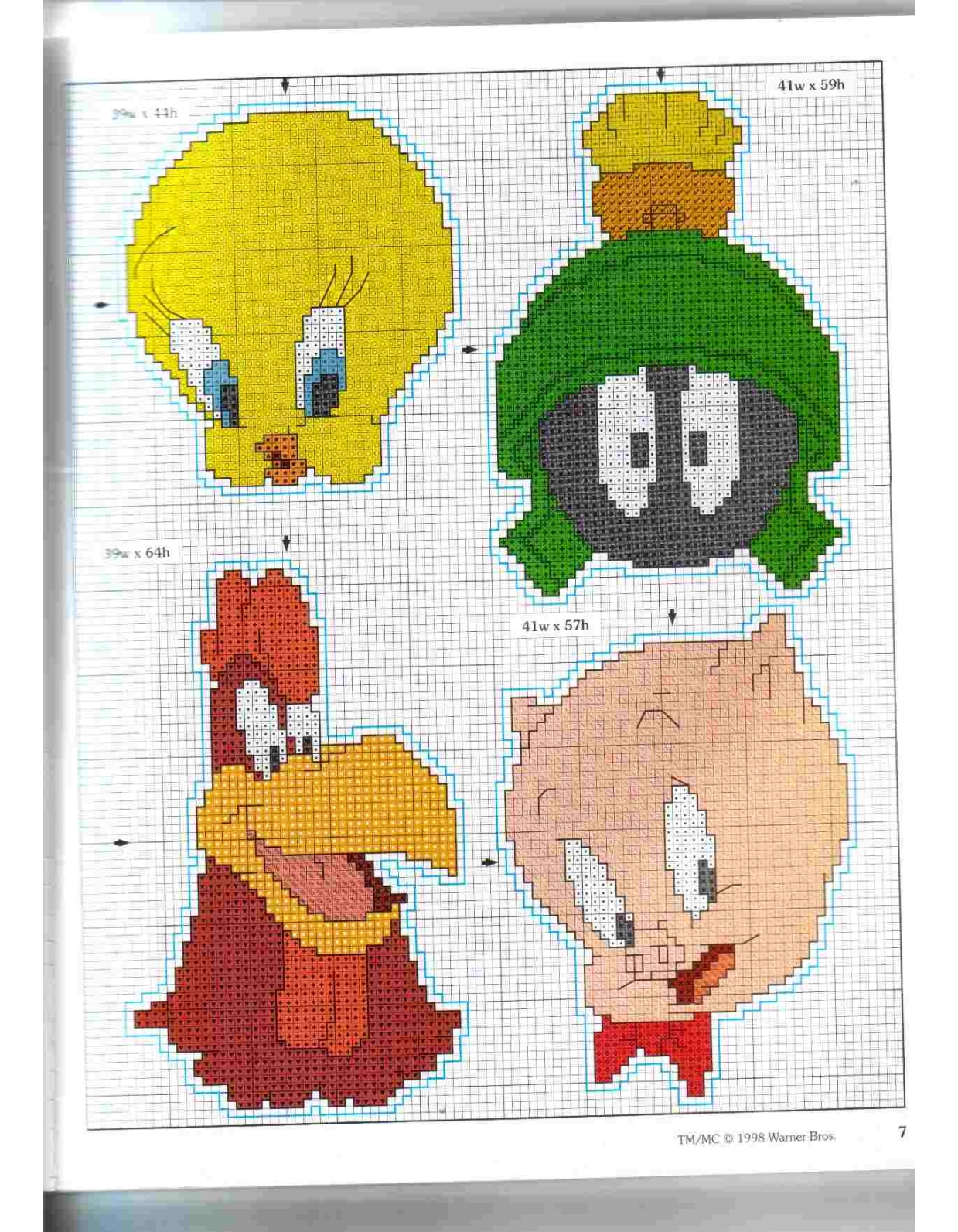 Cross stitch patterns Tweety Marvin the Martians Porky Pig Taz (1)