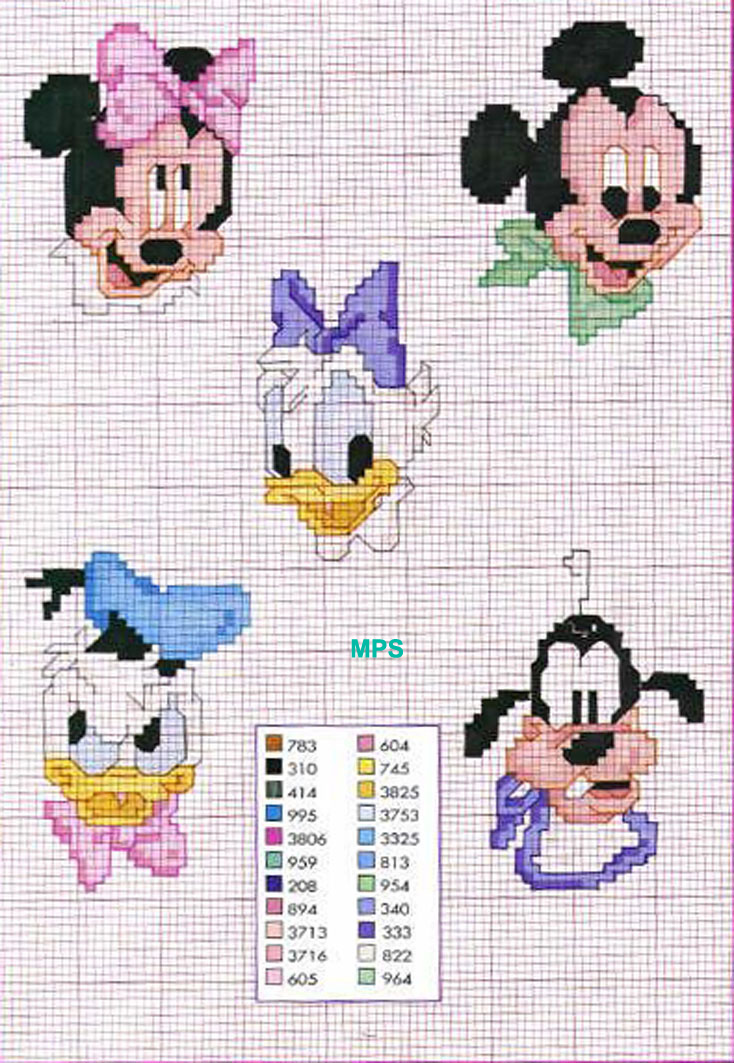 Cross stitch patterns baby Disney faces