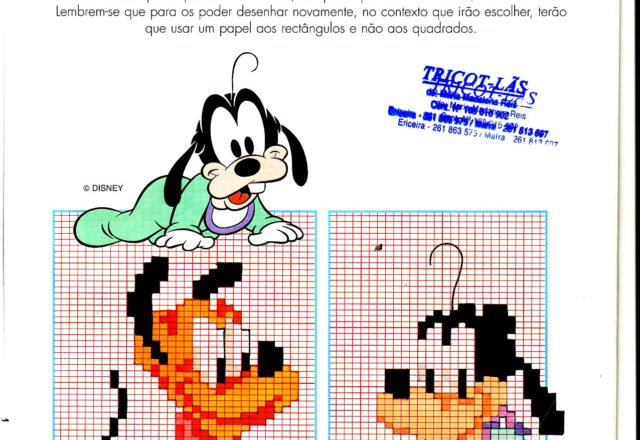 Cross stitch patterns baby Goofy and baby Pluto smiling