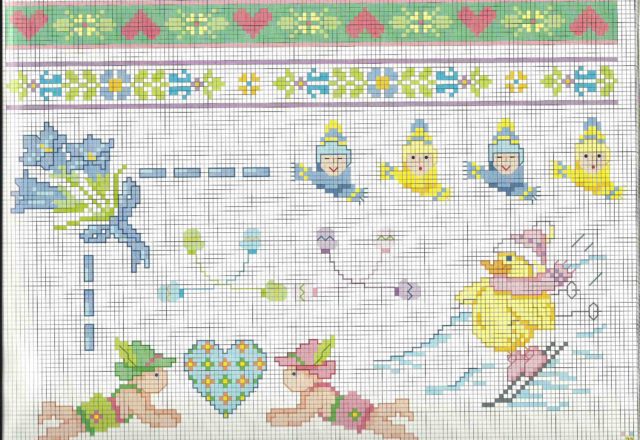 Cross stitch patterns baby blanket on the snow