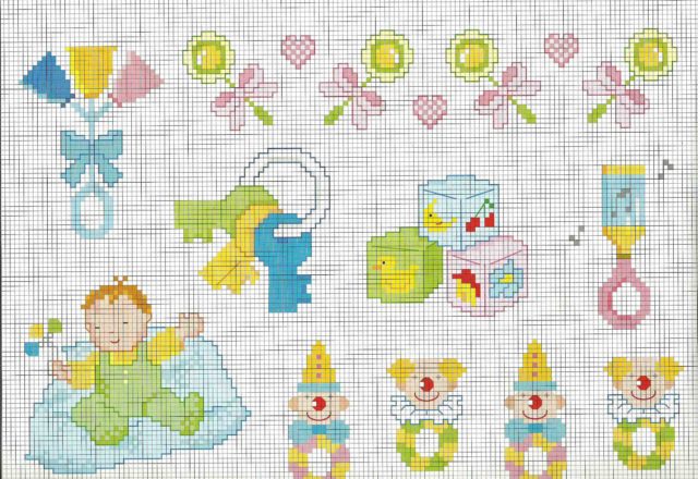 Cross stitch patterns ideas baby rattles