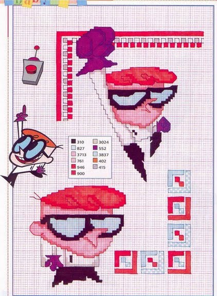 Cross stitch patterns of Dexter’ s Laboratory and the sister (1)