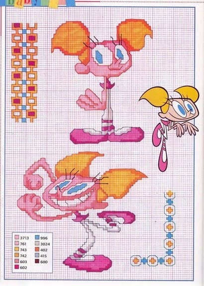 Cross stitch patterns of Dexter’ s Laboratory and the sister (2)