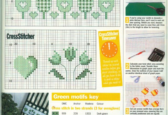 Cross stitch patterns tulips and hearts home kitchen