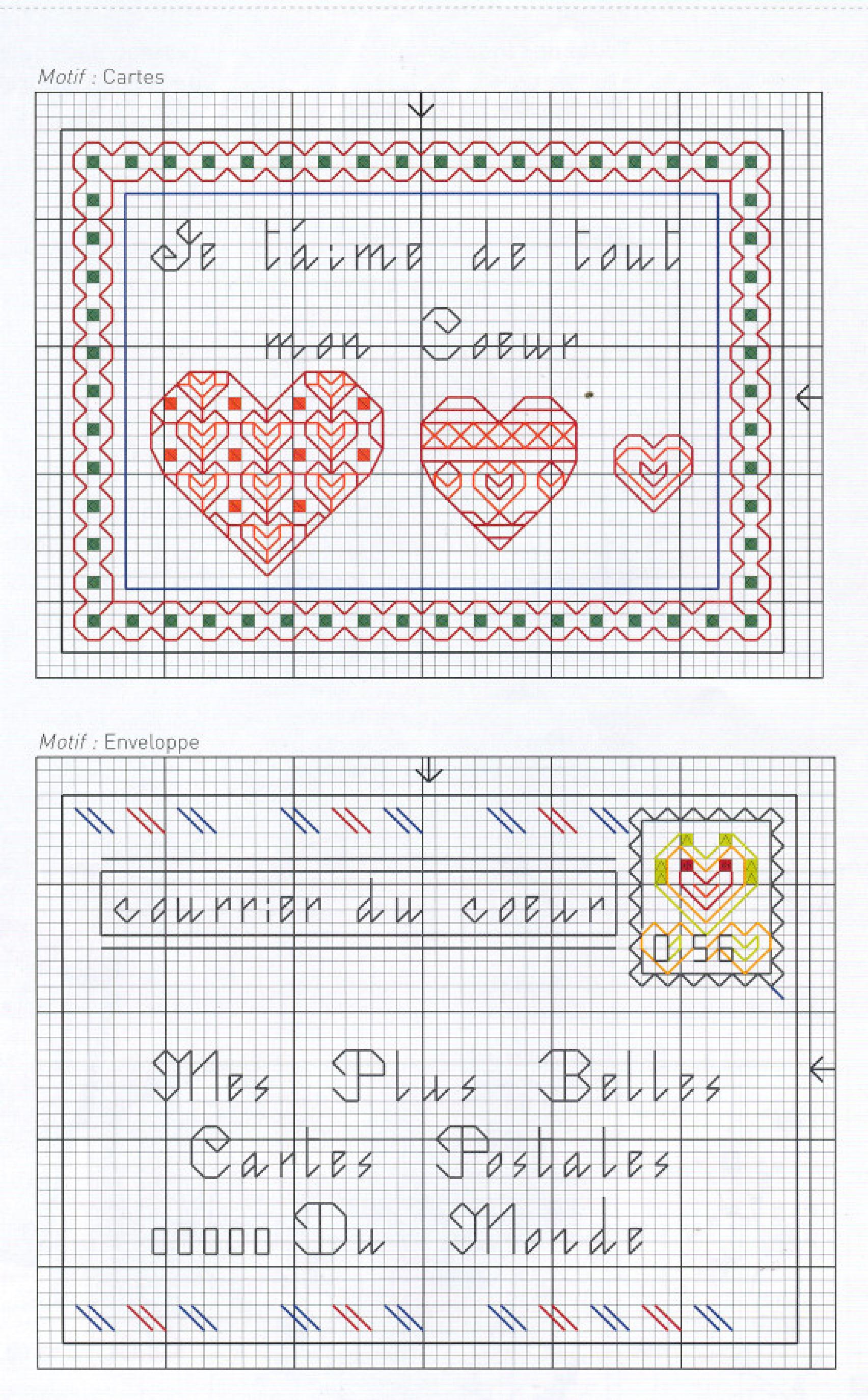 Cross stitch patterns with postcards and stamps (3)