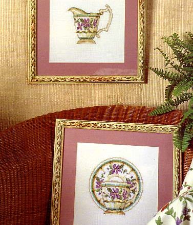 Cross stitch pictures with objects from tea (2)