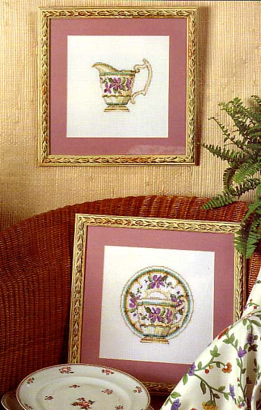 Cross stitch pictures with objects from tea (2)