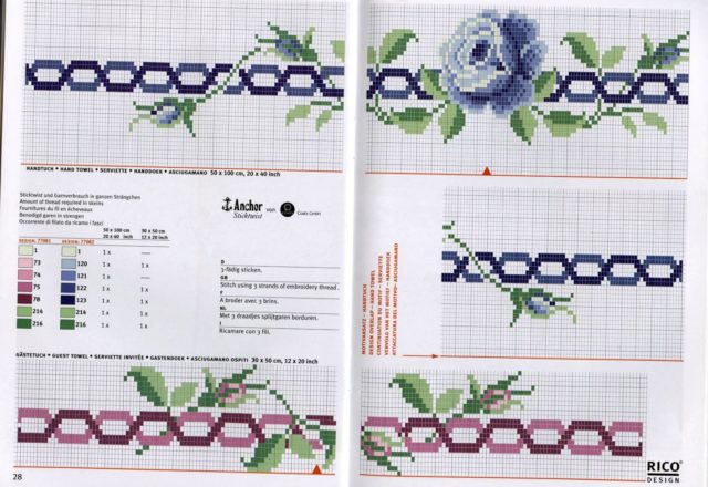 Cross stitch roses blue border