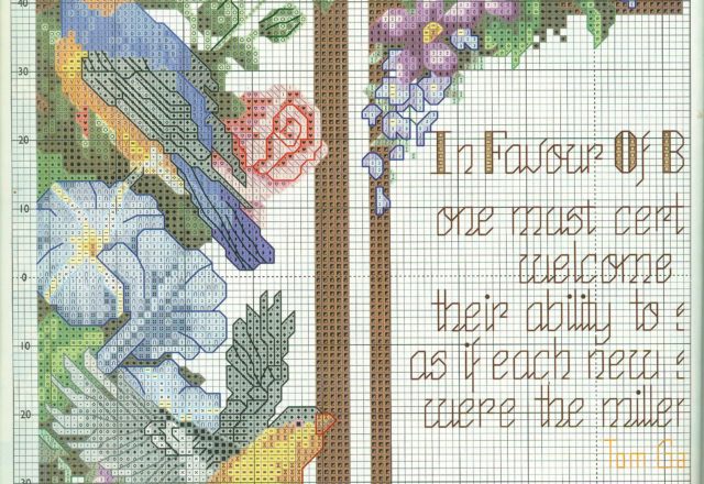 Cross stitch sampler with birds (2)