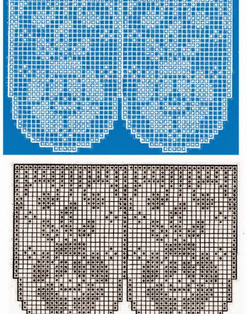 Curtains valance with roses free crochet filet pattern