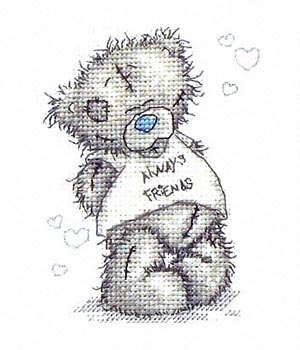 Cute teddy bear with t-shirt always friends free cross stitch patterns (1)