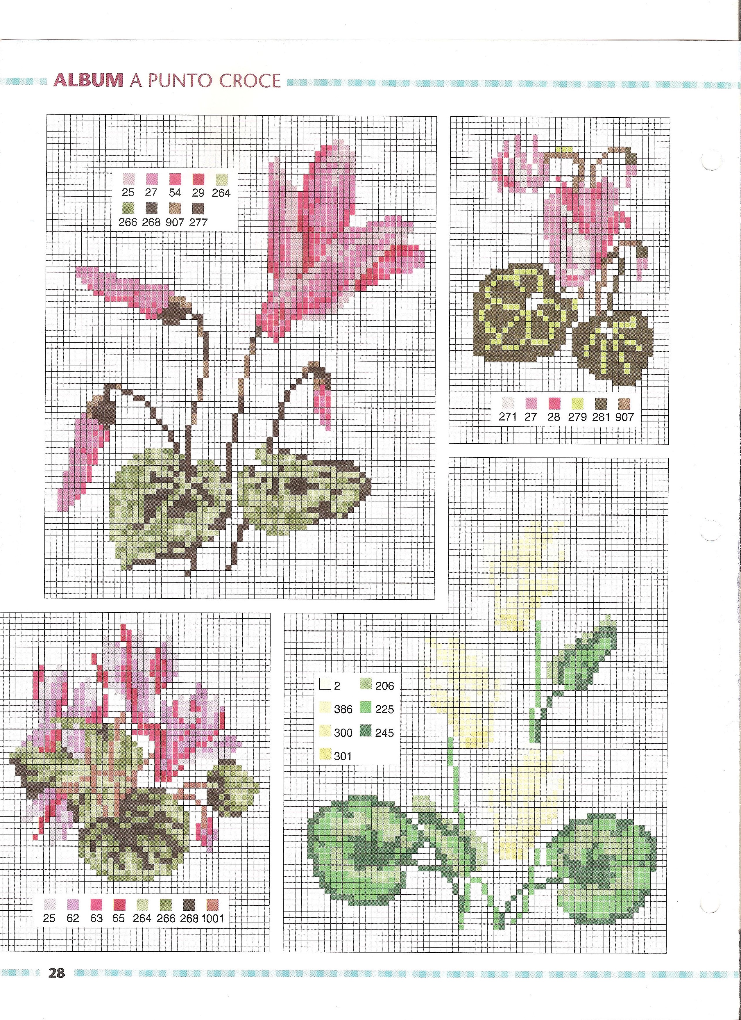 Cyclamen flowers various sizes cross stitch pattern (1)