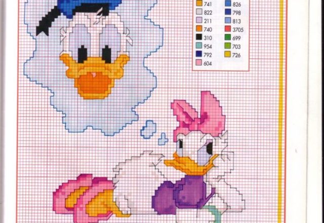 Daisy Duck lying think of Donald Duck cross stitch