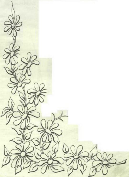 Daisy flowers finishing edge free hand embroidery design
