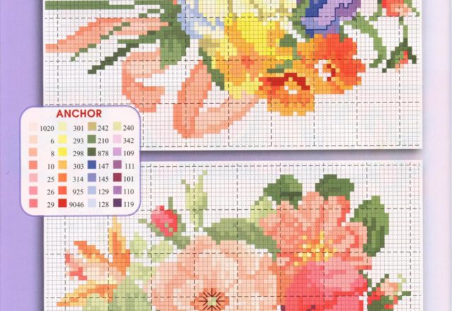 Delicate flowers bouquets cross stitch pattern