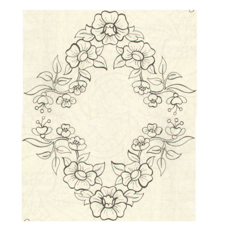 Diamond shape with flowers free hand embroidery designs patterns