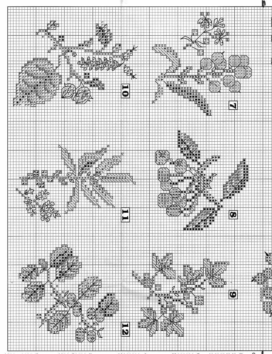 Different types of flowers cross stitch pattern(2)