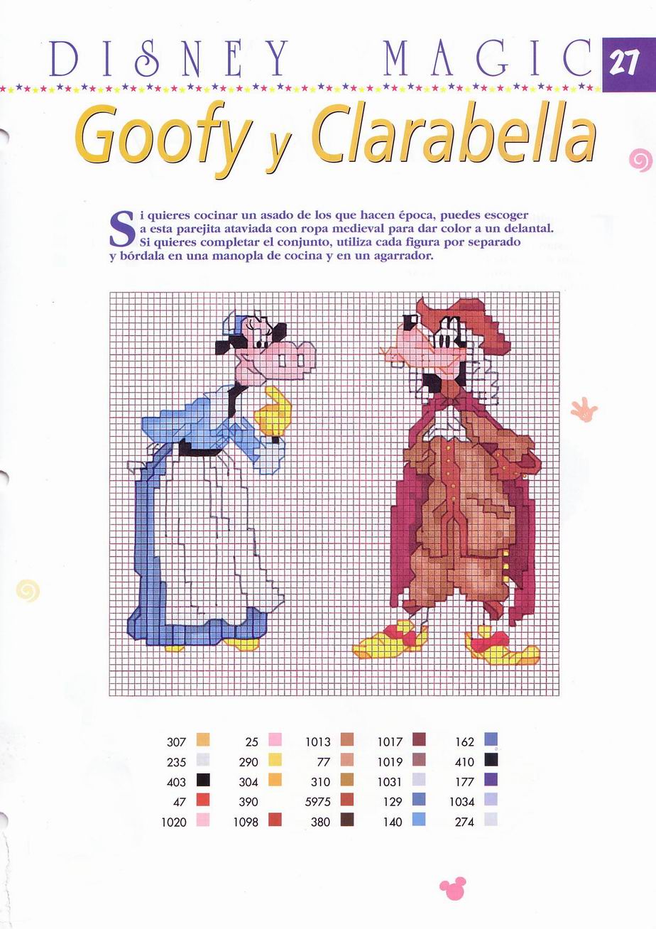 Disney Clarabelle Cow and Goofy cross stitch pattern